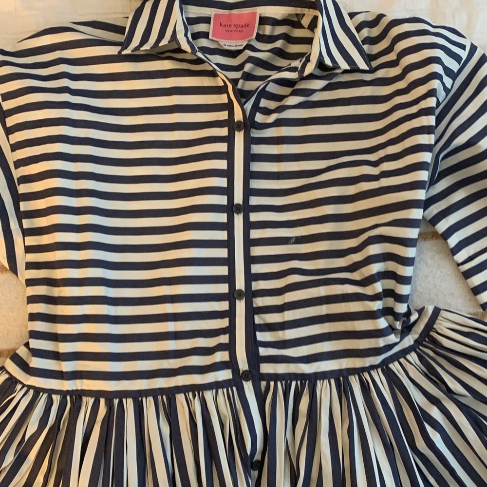 Kate Spade Navy and White Striped Shirt Dress